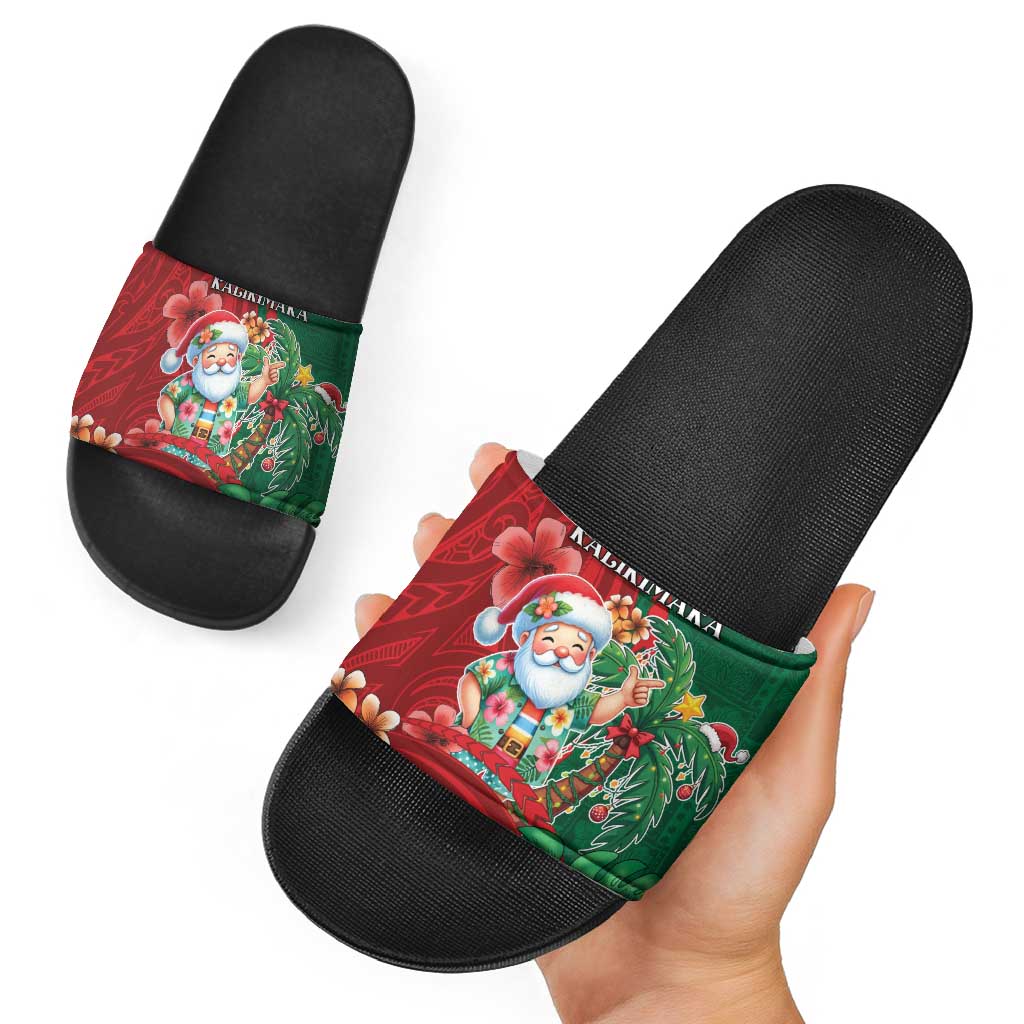 Hawaii Christmas Slide Sandals Mele Kalikimaka Funny Hawaiian Santa - Polynesian Pride