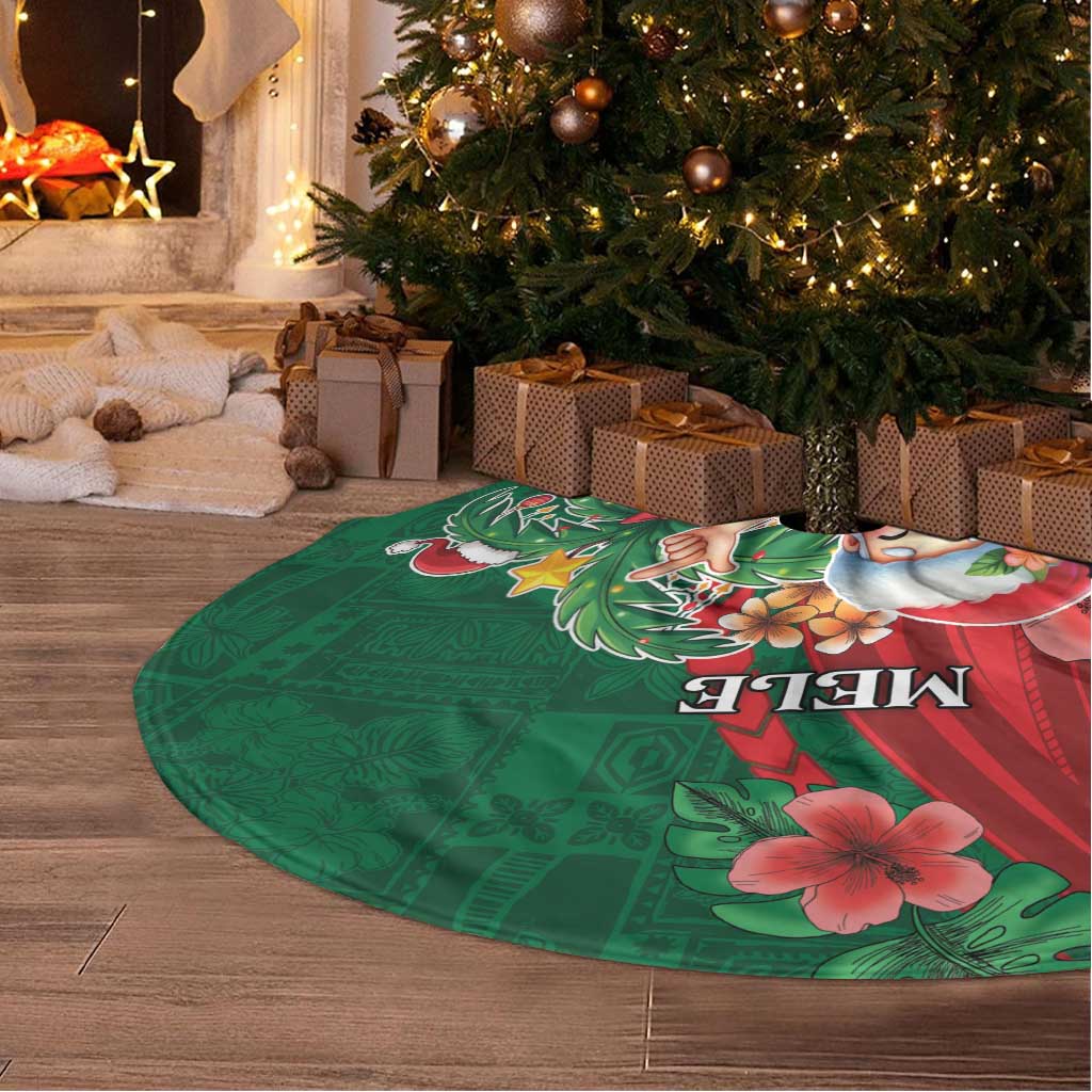 Hawaii Christmas Tree Skirt Mele Kalikimaka Funny Hawaiian Santa - Polynesian Pride