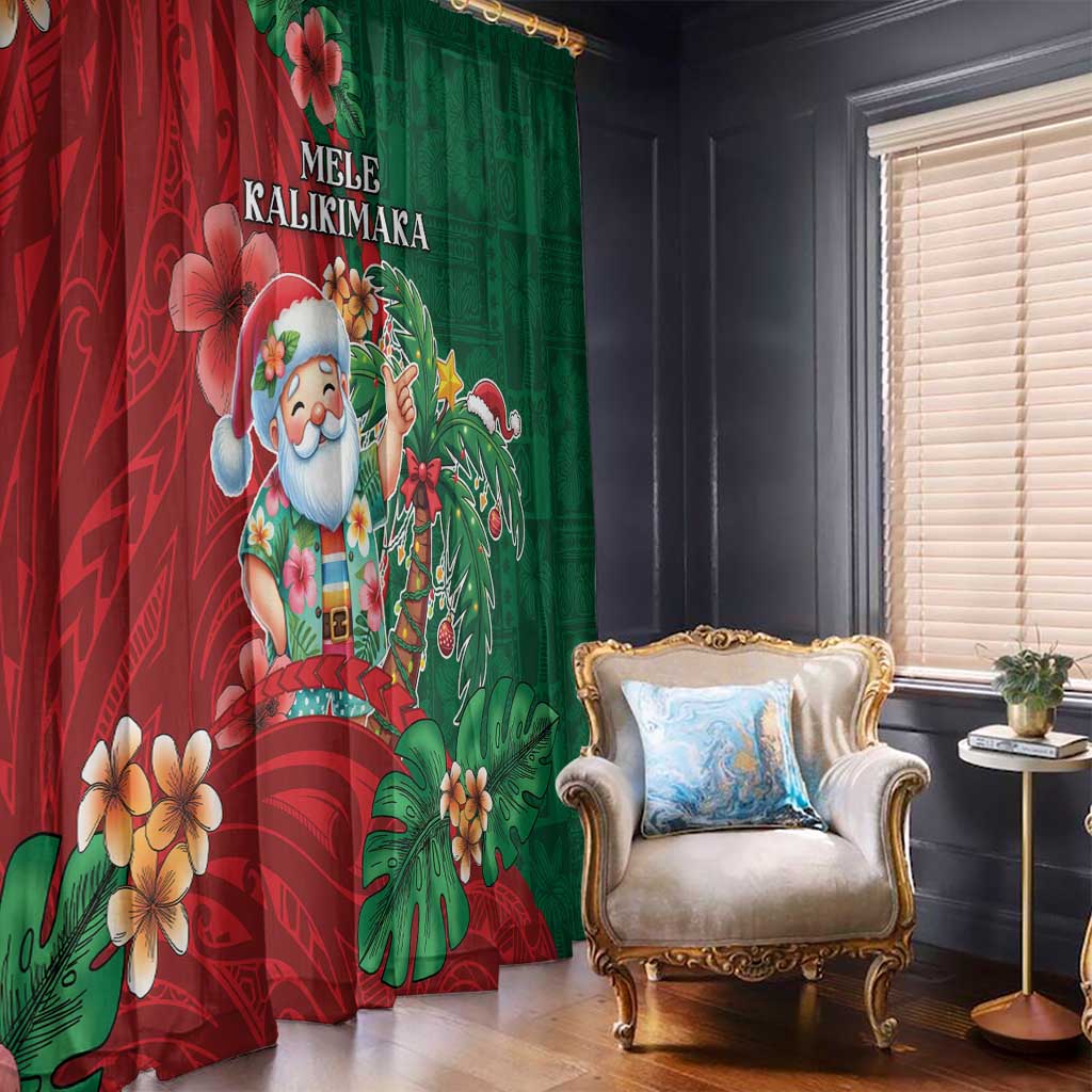 Hawaii Christmas Window Curtain Mele Kalikimaka Funny Hawaiian Santa - Polynesian Pride