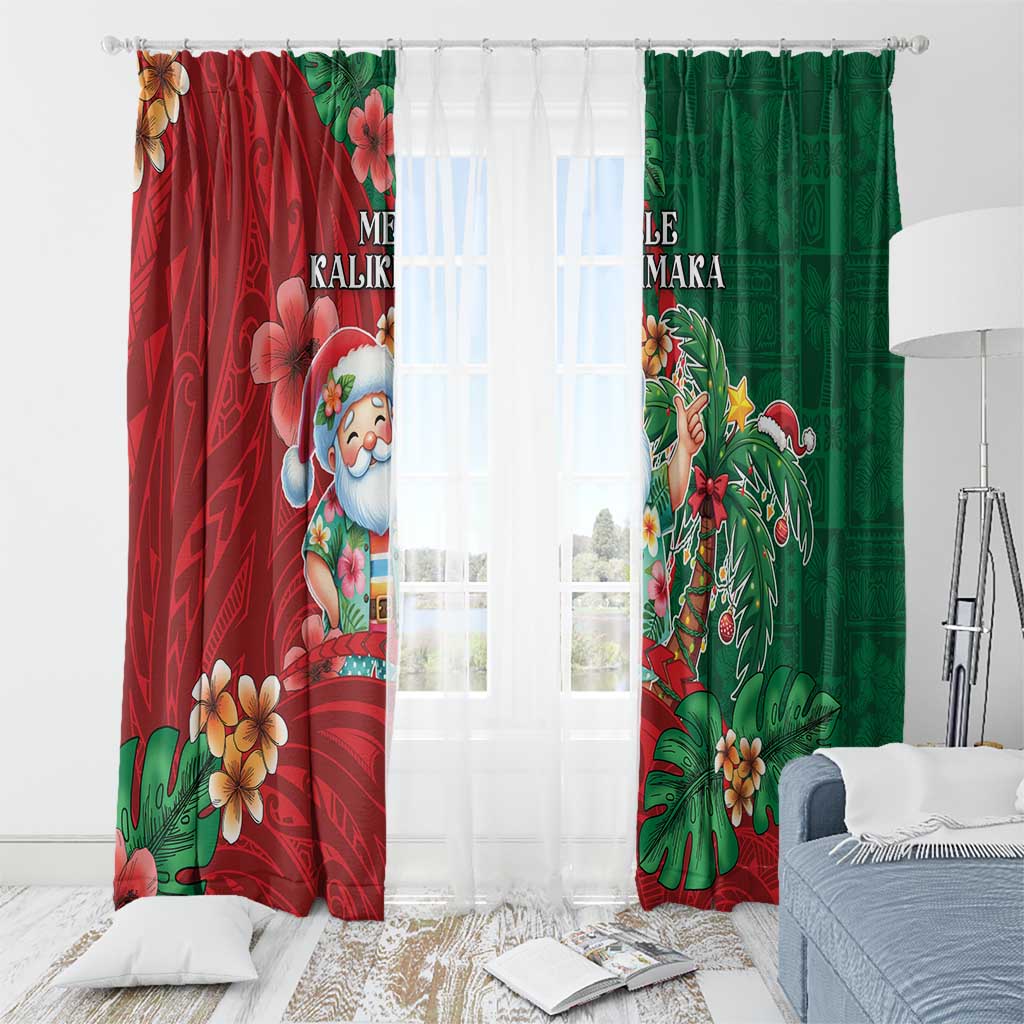 Hawaii Christmas Window Curtain Mele Kalikimaka Funny Hawaiian Santa - Polynesian Pride
