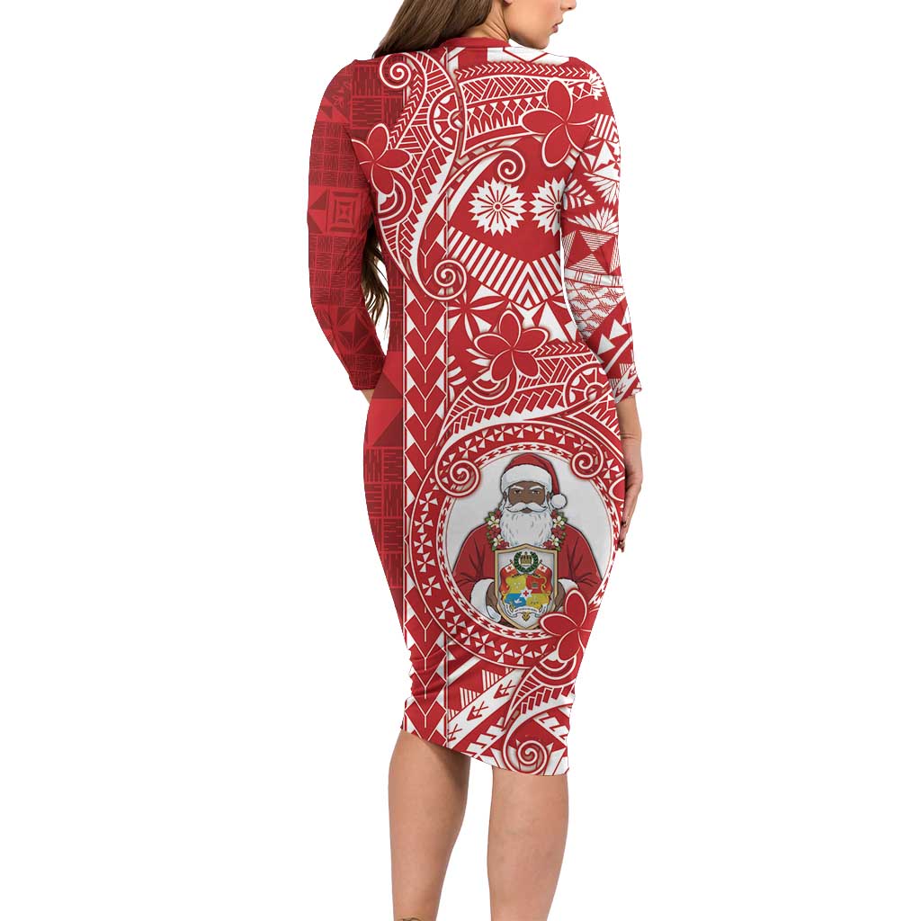 Tonga Christmas Family Matching Long Sleeve Bodycon Dress and Hawaiian Shirt Kilisimasi Fiefia - Polynesian Pride