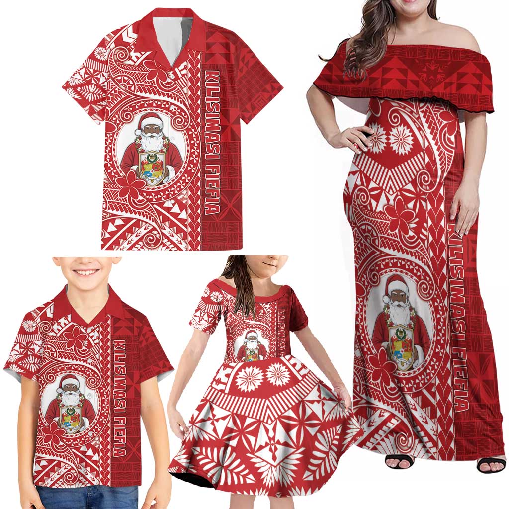 Tonga Christmas Family Matching Off Shoulder Maxi Dress and Hawaiian Shirt Kilisimasi Fiefia - Polynesian Pride