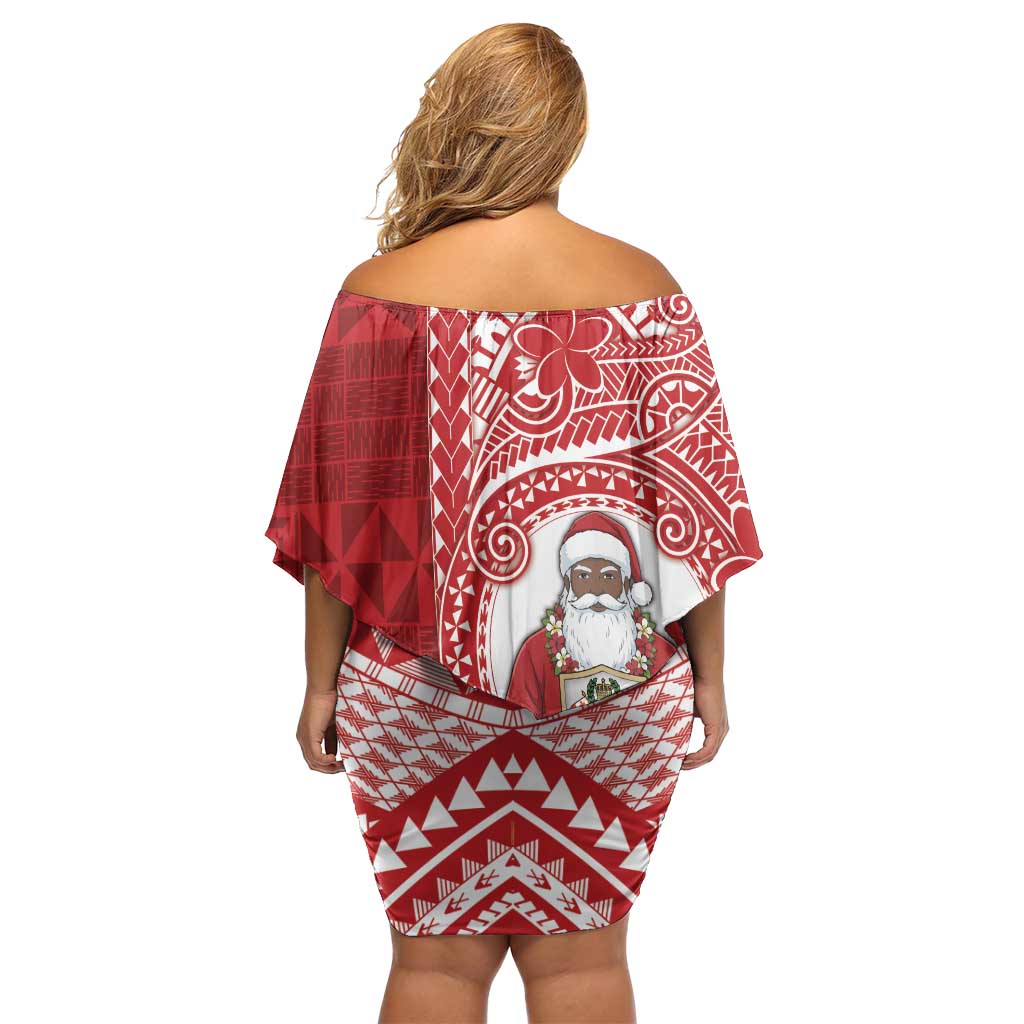 Tonga Christmas Family Matching Off Shoulder Short Dress and Hawaiian Shirt Kilisimasi Fiefia - Polynesian Pride