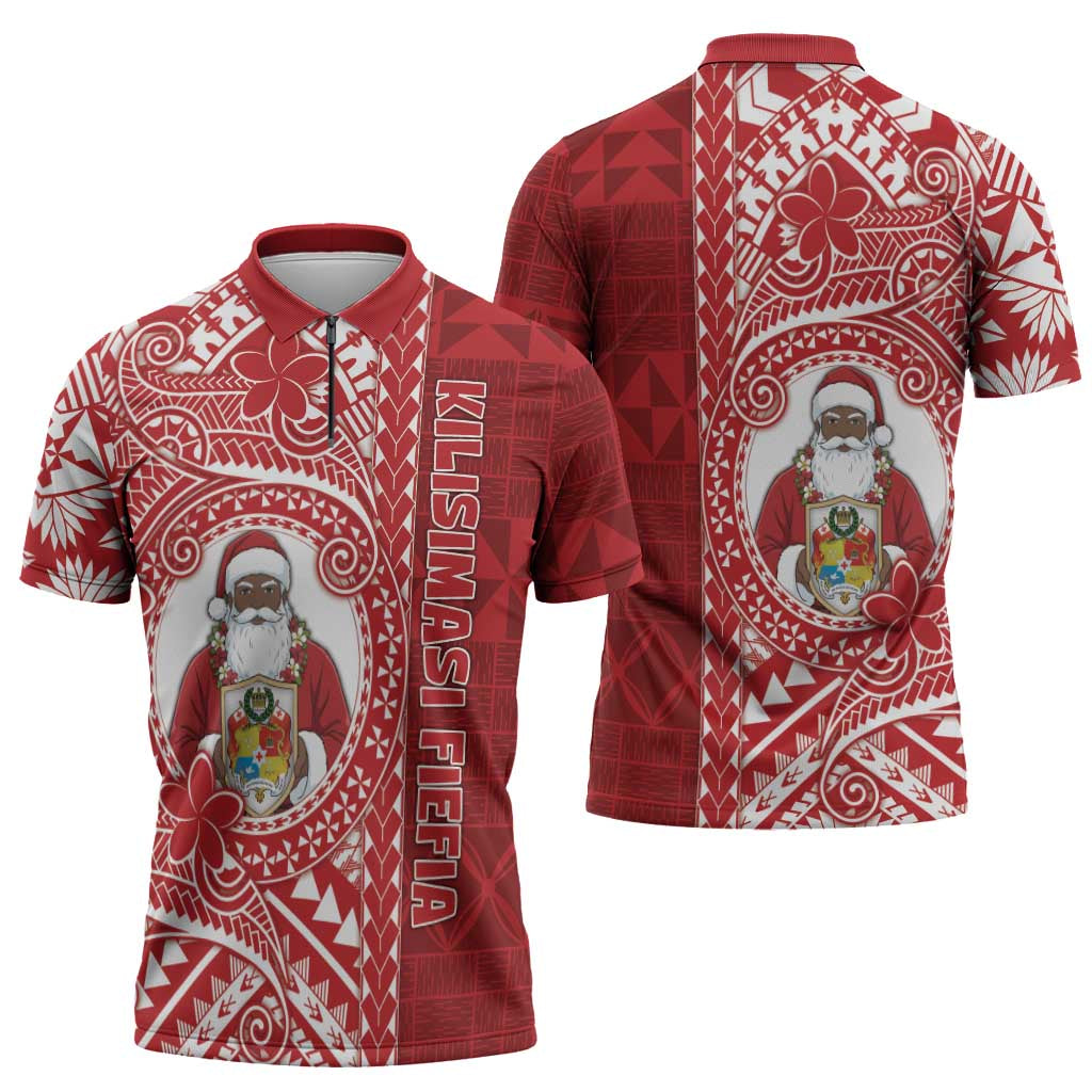 Tonga Christmas Zipper Polo Shirt Kilisimasi Fiefia - Polynesian Pride