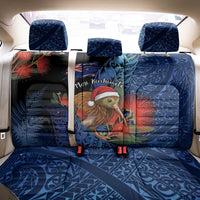 New Zealand Christmas Back Car Seat Cover Santa Kiwi Bird With Pohutukawa Flowers - Polynesian Pride