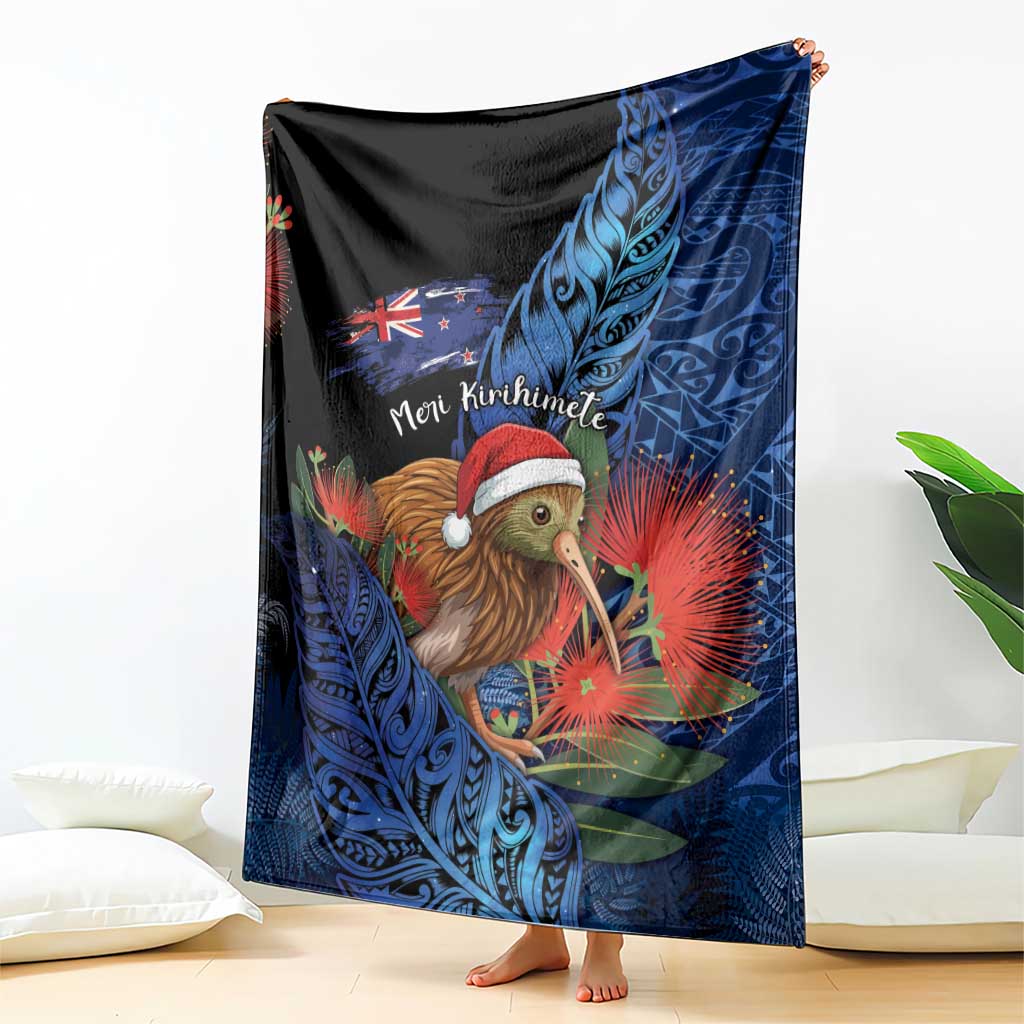 New Zealand Christmas Blanket Santa Kiwi Bird With Pohutukawa Flowers - Polynesian Pride