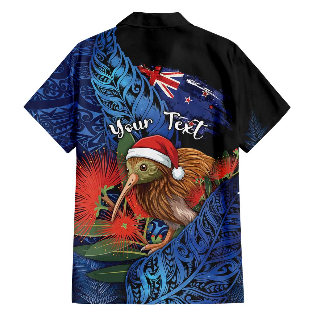 Personalised New Zealand Christmas Family Matching Puletasi and Hawaiian Shirt Santa Kiwi Bird With Pohutukawa Flowers - Polynesian Pride