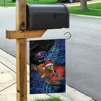 New Zealand Christmas Garden Flag Santa Kiwi Bird With Pohutukawa Flowers - Polynesian Pride