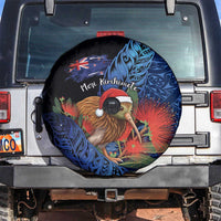New Zealand Christmas Spare Tire Cover Santa Kiwi Bird With Pohutukawa Flowers - Polynesian Pride