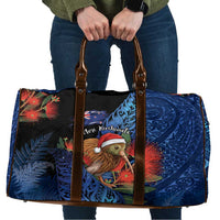 New Zealand Christmas Travel Bag Santa Kiwi Bird With Pohutukawa Flowers - Polynesian Pride