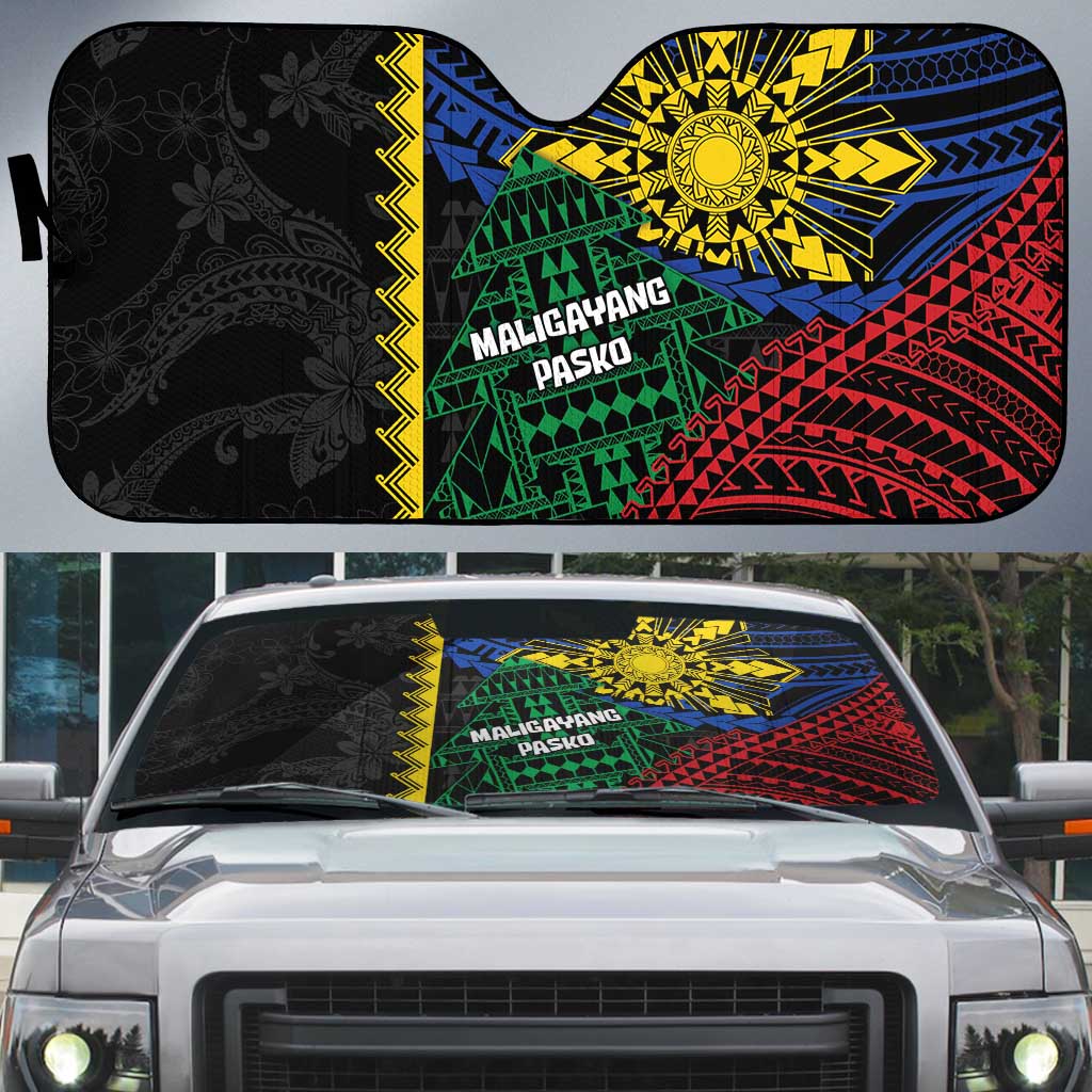 Philippines Christmas Auto Sun Shade Xmas Tree Filipino Tribal Patterns - Polynesian Pride
