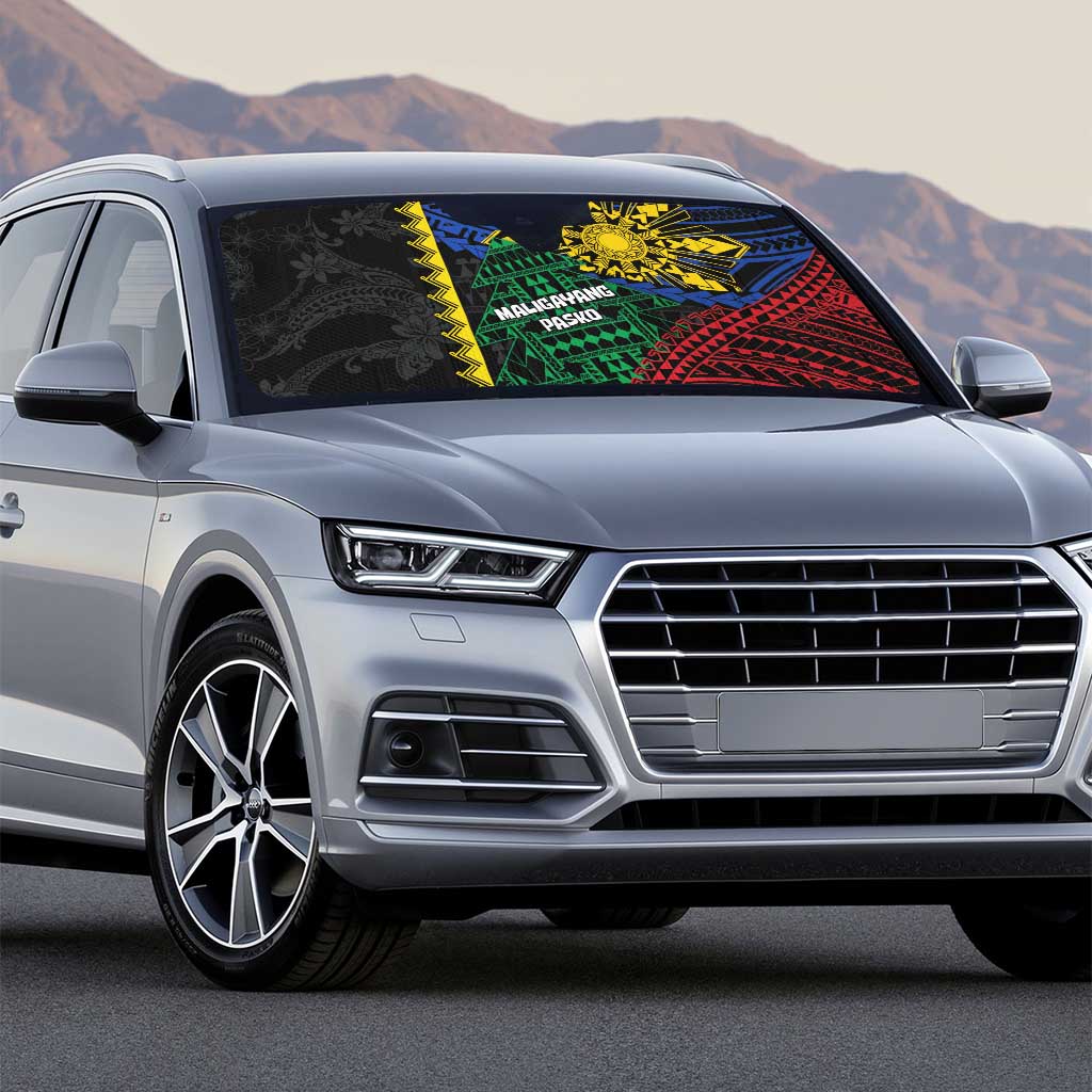 Philippines Christmas Auto Sun Shade Xmas Tree Filipino Tribal Patterns - Polynesian Pride