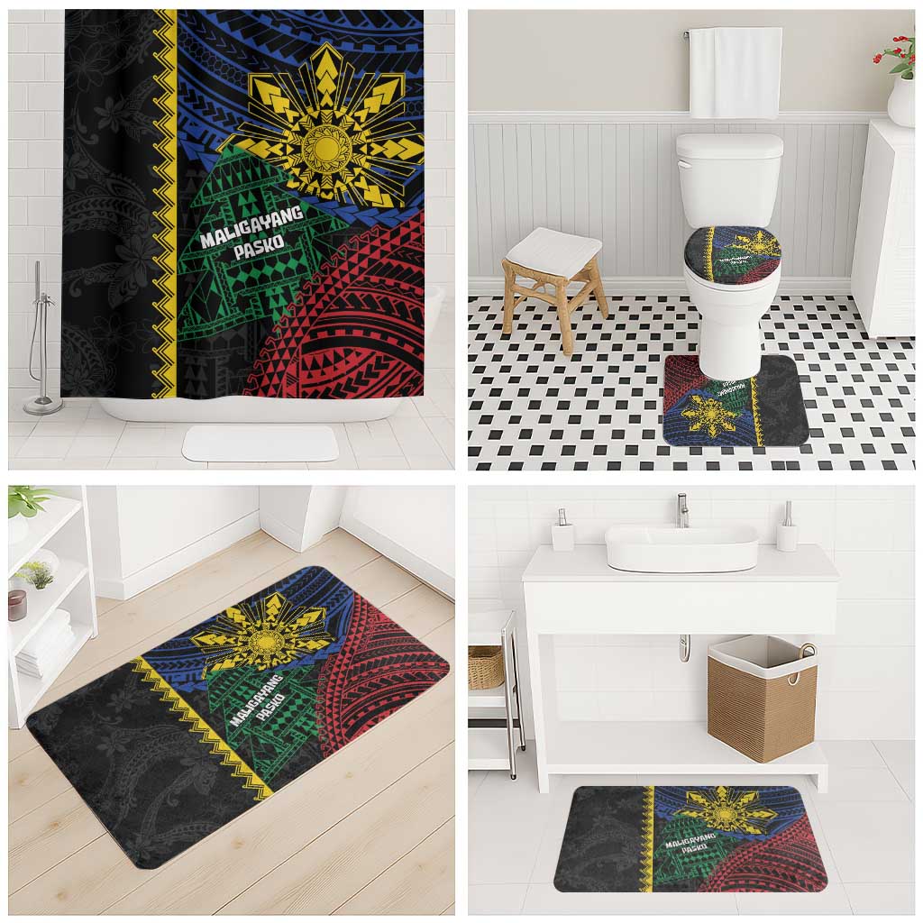 Philippines Christmas Bathroom Set Xmas Tree Filipino Tribal Patterns - Polynesian Pride