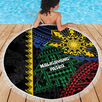 Philippines Christmas Beach Blanket Xmas Tree Filipino Tribal Patterns - Polynesian Pride