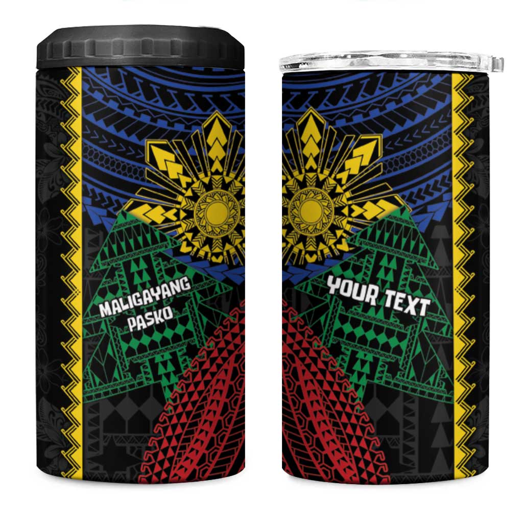 Personalised Philippines Christmas 4 in 1 Can Cooler Tumbler Xmas Tree Filipino Tribal Patterns - Polynesian Pride