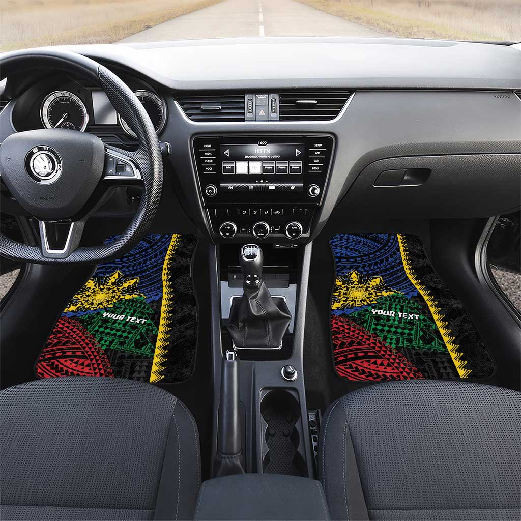 Personalised Philippines Christmas Car Mats Xmas Tree Filipino Tribal Patterns - Polynesian Pride