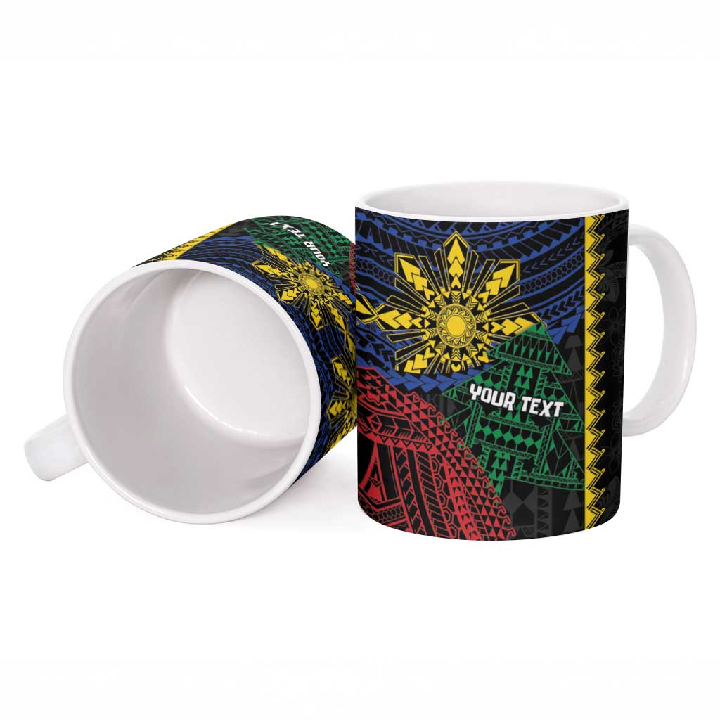 Personalised Philippines Christmas Ceramic Mug Xmas Tree Filipino Tribal Patterns - Polynesian Pride