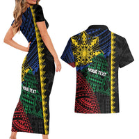 Personalised Philippines Christmas Couples Matching Short Sleeve Bodycon Dress and Hawaiian Shirt Xmas Tree Filipino Tribal Patterns - Polynesian Pride