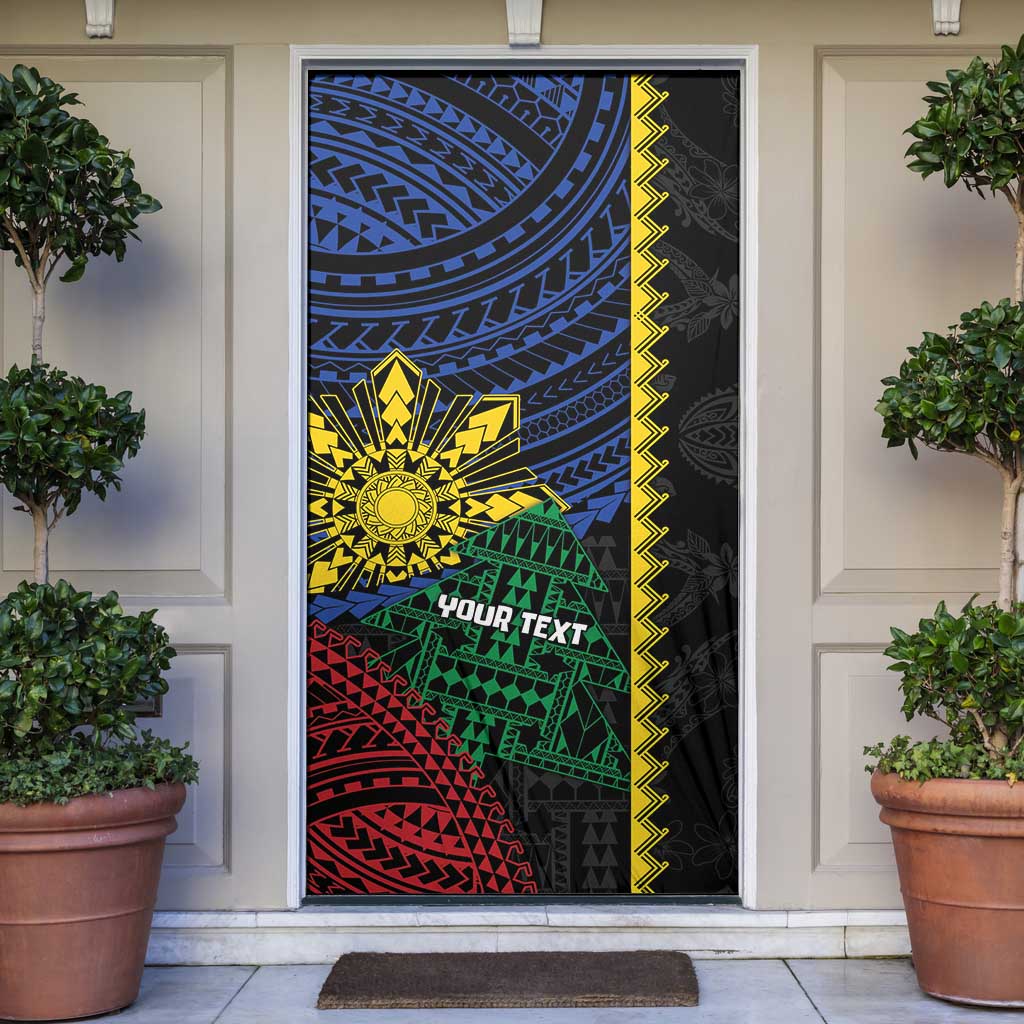 Personalised Philippines Christmas Door Cover Xmas Tree Filipino Tribal Patterns - Polynesian Pride