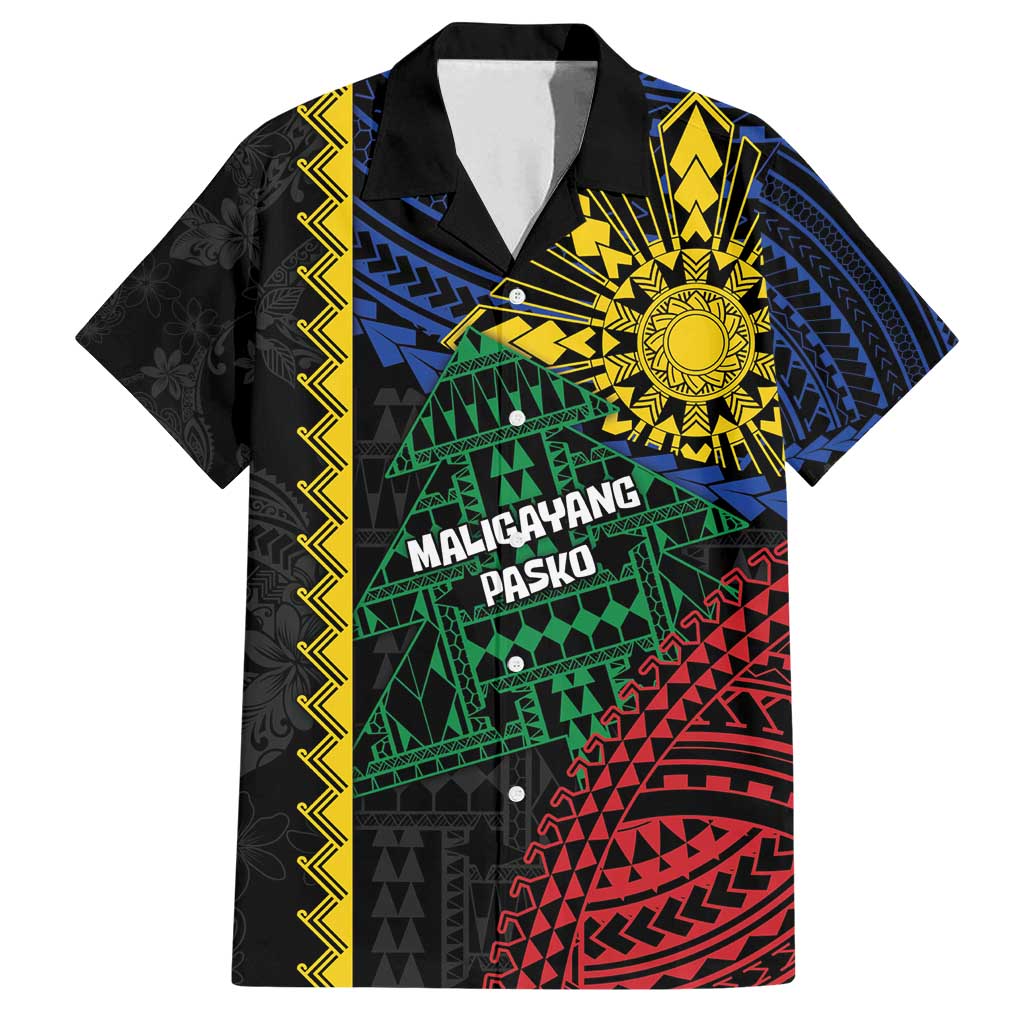 Personalised Philippines Christmas Family Matching Off Shoulder Short Dress and Hawaiian Shirt Xmas Tree Filipino Tribal Patterns - Polynesian Pride