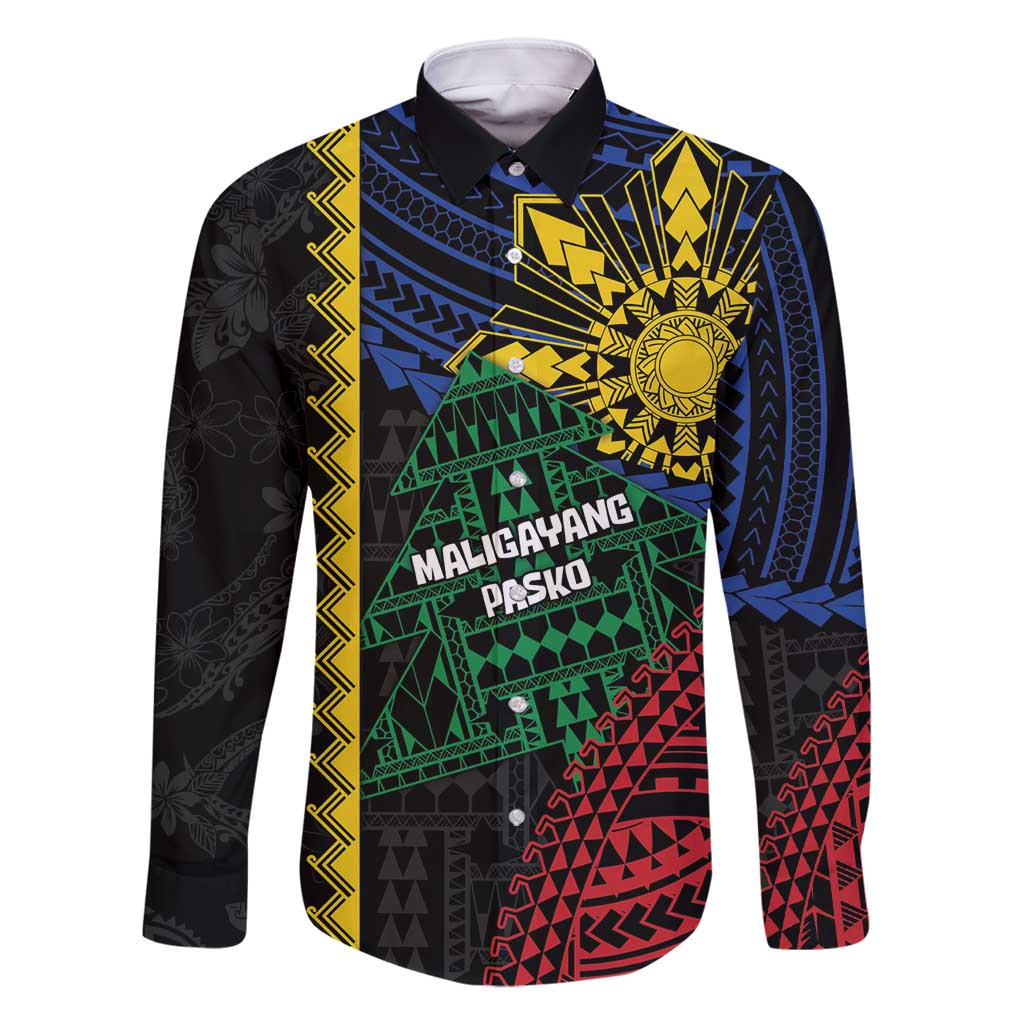 Personalised Philippines Christmas Family Matching Off Shoulder Short Dress and Hawaiian Shirt Xmas Tree Filipino Tribal Patterns - Polynesian Pride