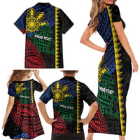 Personalised Philippines Christmas Family Matching Short Sleeve Bodycon Dress and Hawaiian Shirt Xmas Tree Filipino Tribal Patterns - Polynesian Pride