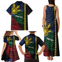Personalised Philippines Christmas Family Matching Tank Maxi Dress and Hawaiian Shirt Xmas Tree Filipino Tribal Patterns - undefined