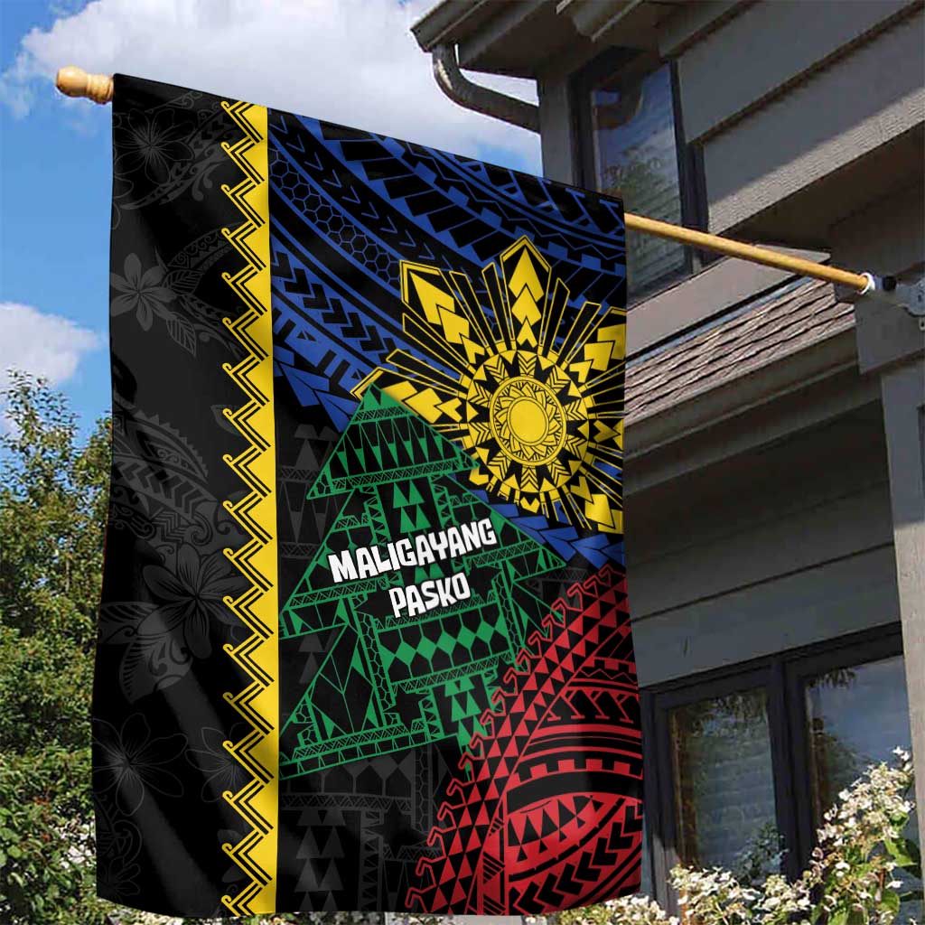 Philippines Christmas Garden Flag Xmas Tree Filipino Tribal Patterns - Polynesian Pride