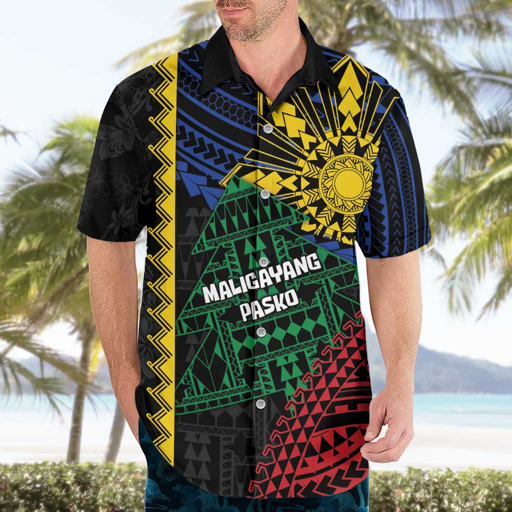 Personalised Philippines Christmas Hawaiian Shirt Xmas Tree Filipino Tribal Patterns - Polynesian Pride