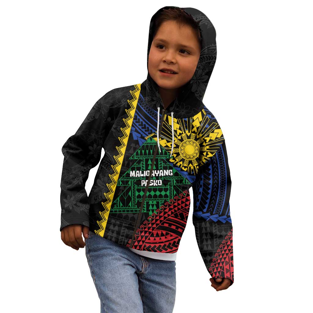 Personalised Philippines Christmas Kid Hoodie Xmas Tree Filipino Tribal Patterns - Polynesian Pride