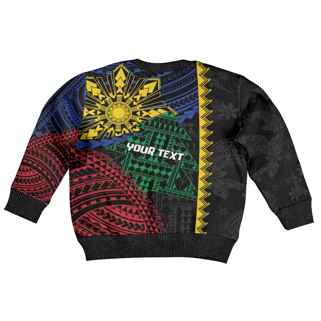 Personalised Philippines Christmas Kid Ugly Christmas Sweater Xmas Tree Filipino Tribal Patterns - Polynesian Pride