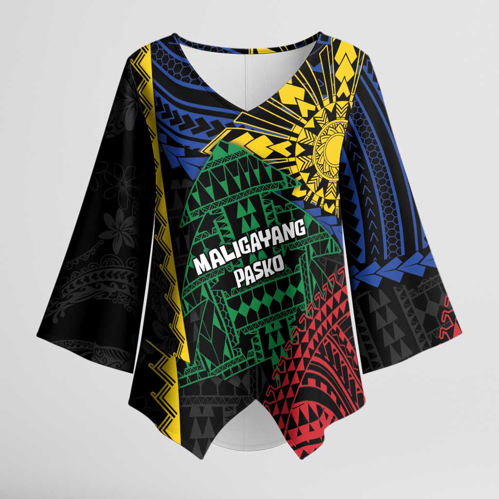 Personalised Philippines Christmas Kimono Sleeve Blouse Xmas Tree Filipino Tribal Patterns - Polynesian Pride
