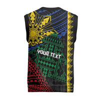 Personalised Philippines Christmas Knitted V-Neck Vest Xmas Tree Filipino Tribal Patterns - Polynesian Pride