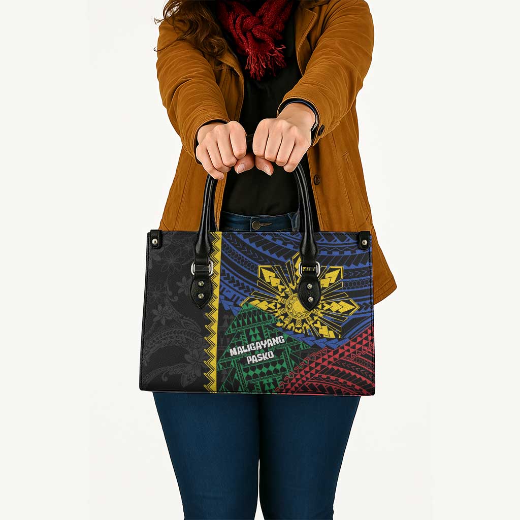 Philippines Christmas Leather Bag Xmas Tree Filipino Tribal Patterns - Polynesian Pride