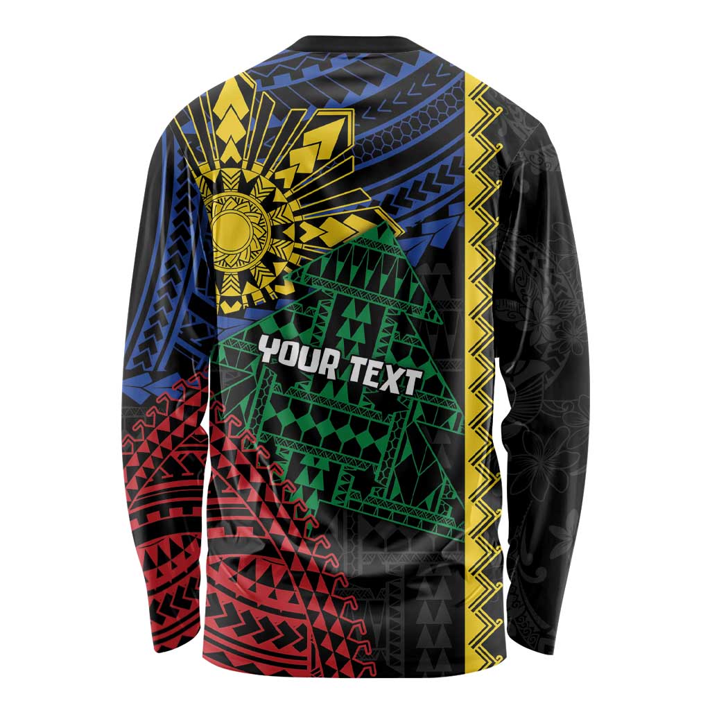 Personalised Philippines Christmas Long Sleeve Shirt Xmas Tree Filipino Tribal Patterns - Polynesian Pride