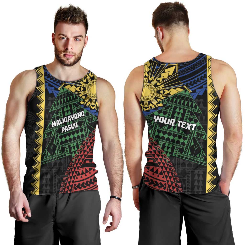 Personalised Philippines Christmas Men Tank Top Xmas Tree Filipino Tribal Patterns - Polynesian Pride
