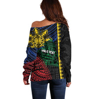 Personalised Philippines Christmas Off Shoulder Sweater Xmas Tree Filipino Tribal Patterns - Polynesian Pride