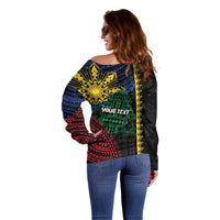 Personalised Philippines Christmas Off Shoulder Sweater Xmas Tree Filipino Tribal Patterns - Polynesian Pride