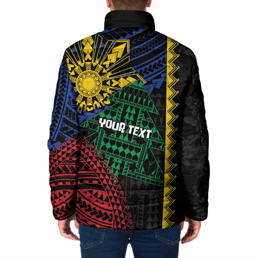Personalised Philippines Christmas Padded Jacket Xmas Tree Filipino Tribal Patterns - Polynesian Pride