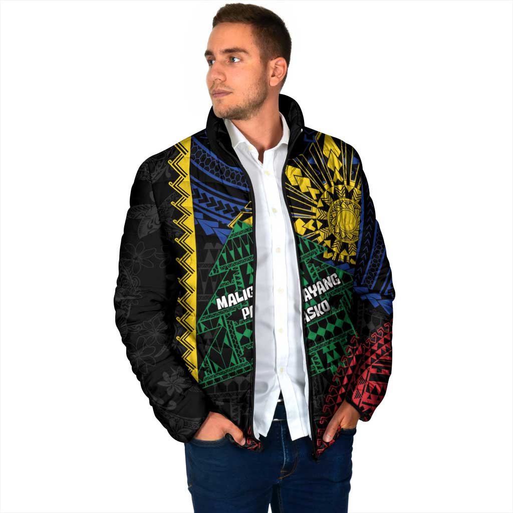 Personalised Philippines Christmas Padded Jacket Xmas Tree Filipino Tribal Patterns - Polynesian Pride