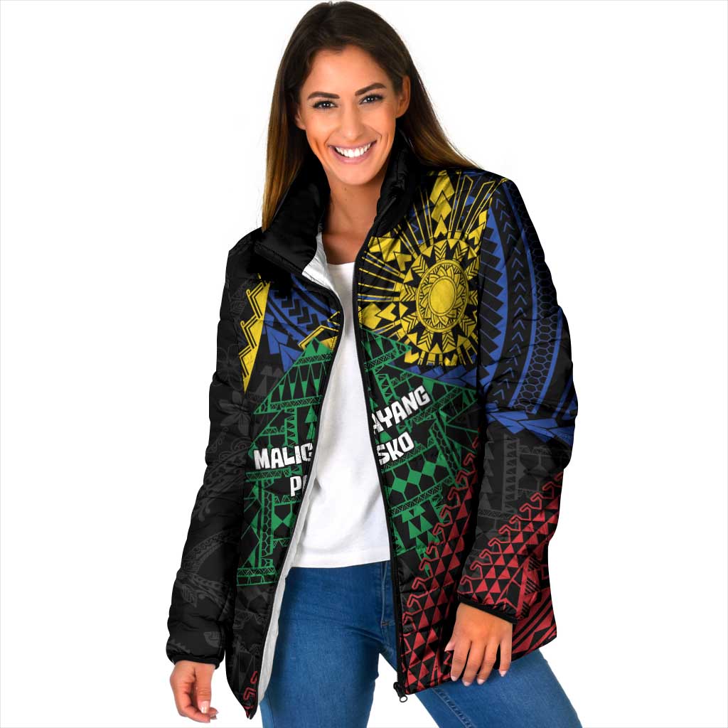 Personalised Philippines Christmas Padded Jacket Xmas Tree Filipino Tribal Patterns - Polynesian Pride