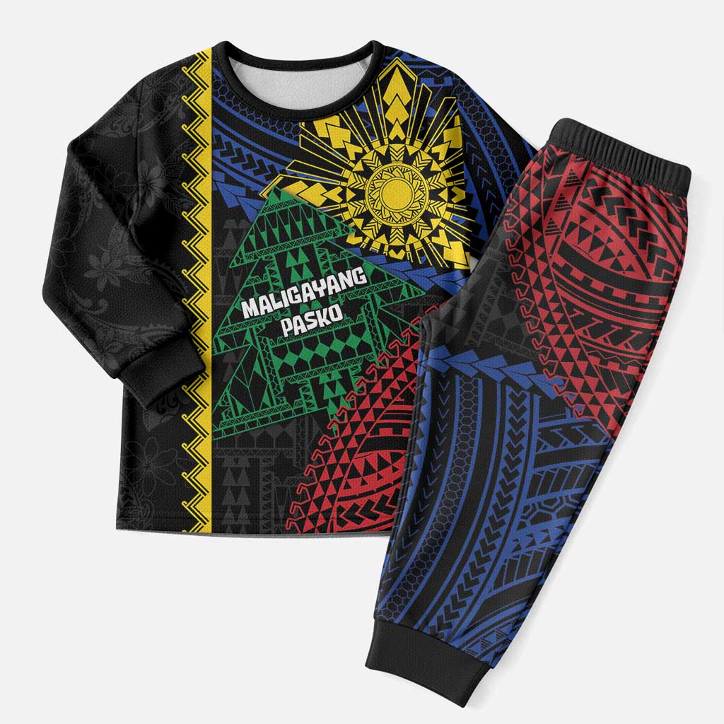 Personalised Philippines Christmas Pajama Set Xmas Tree Filipino Tribal Patterns - Polynesian Pride