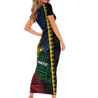 Personalised Philippines Christmas Short Sleeve Bodycon Dress Xmas Tree Filipino Tribal Patterns - Polynesian Pride