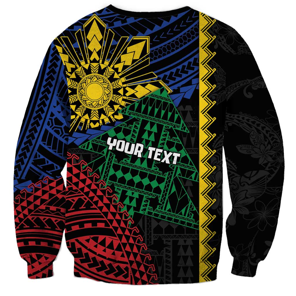 Personalised Philippines Christmas Sweatshirt Xmas Tree Filipino Tribal Patterns - Polynesian Pride
