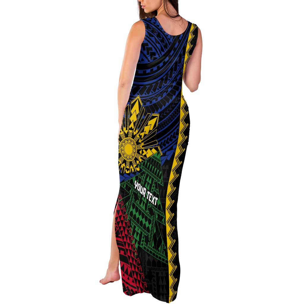 Personalised Philippines Christmas Tank Maxi Dress Xmas Tree Filipino Tribal Patterns - Polynesian Pride