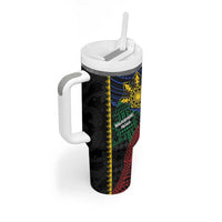 Personalised Philippines Christmas Tumbler With Handle Xmas Tree Filipino Tribal Patterns - Polynesian Pride