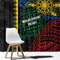 Philippines Christmas Window Curtain Xmas Tree Filipino Tribal Patterns - Polynesian Pride