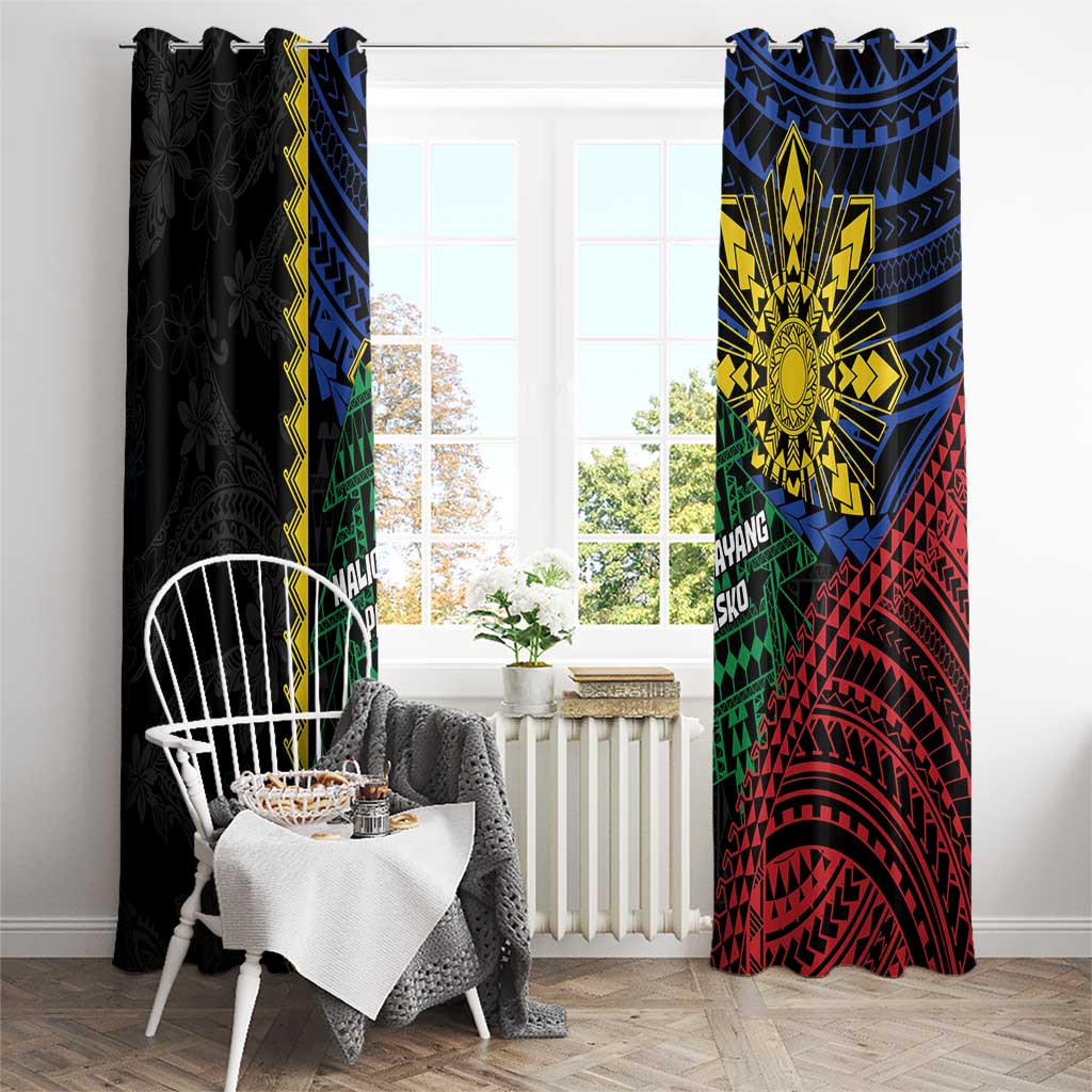 Philippines Christmas Window Curtain Xmas Tree Filipino Tribal Patterns - Polynesian Pride