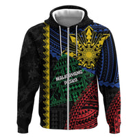 Personalised Philippines Christmas Zip Hoodie Xmas Tree Filipino Tribal Patterns - Polynesian Pride