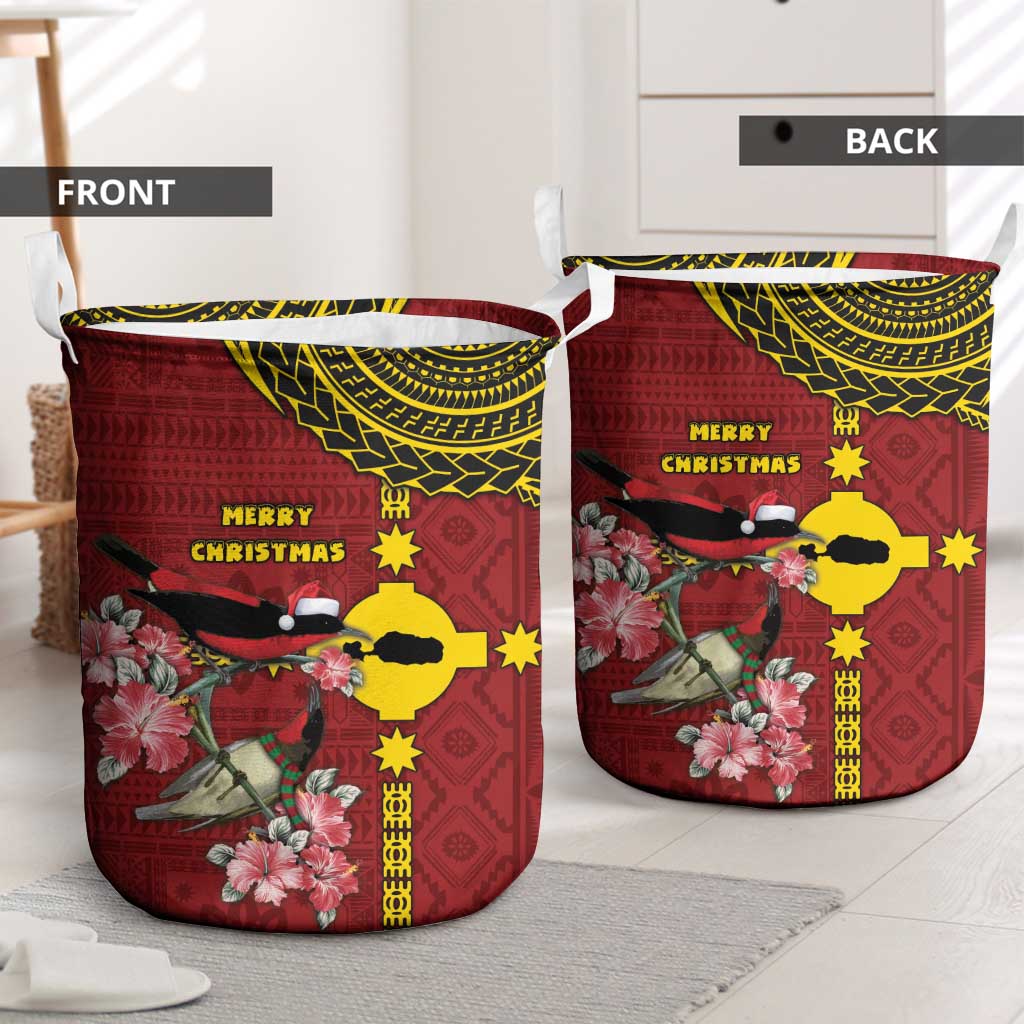 Rotuma Christmas Laundry Basket Rotuma Myzomela Birds With Hibiscus Flowers - Polynesian Pride